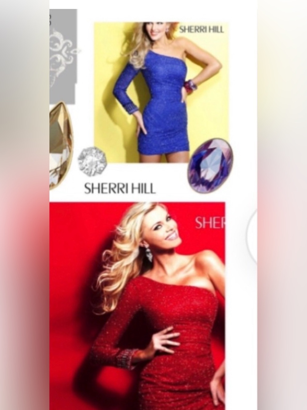 Sherri Hill Beaded One Shoulder Dress Blue one and red one Size 6
